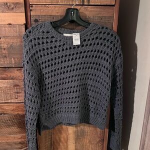Full Tilt Charcoal Open-Knit Sweater